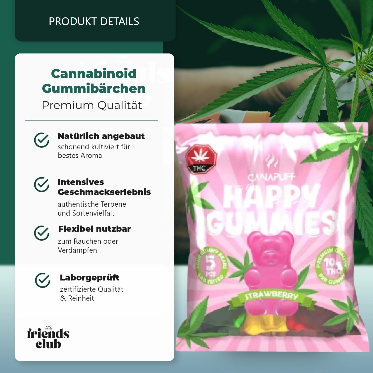 THC Aroma Gummies Strawberry 5Stk-HHCFriends