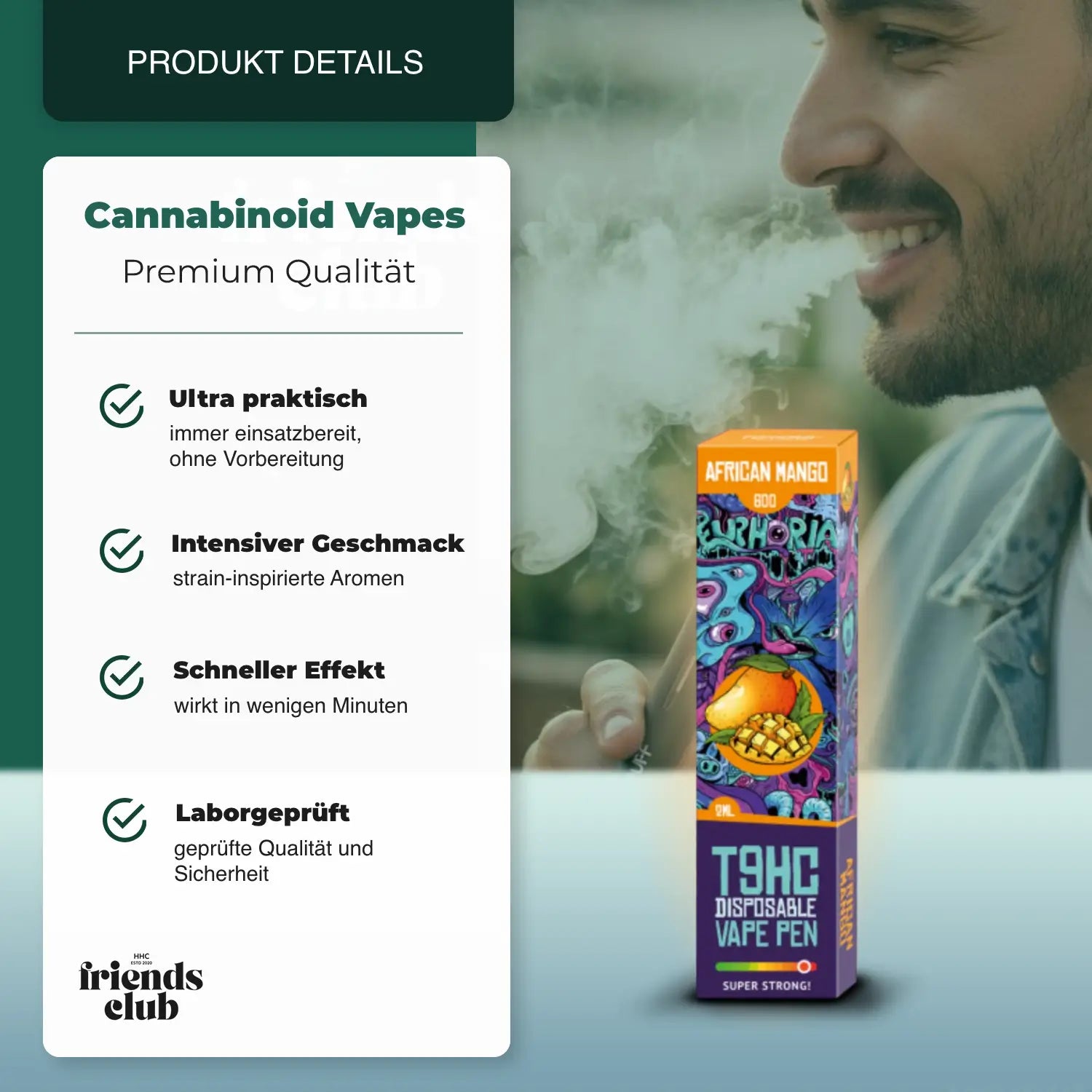 T9HC Einweg-Vape Pen – African Mango (2 ml) - hhcfriends