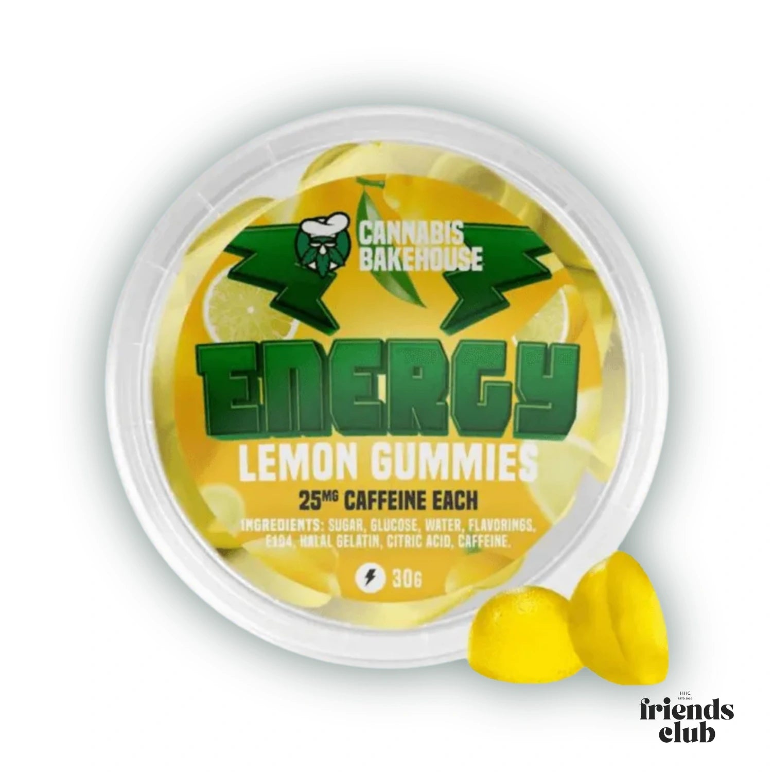 COFFEINE ENERGY GUMMIES - LEMON (30G)-HHCFriends