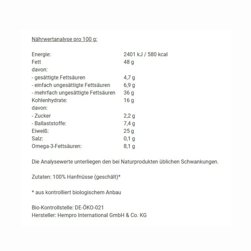 Bio Hanfsamen geschält 200g