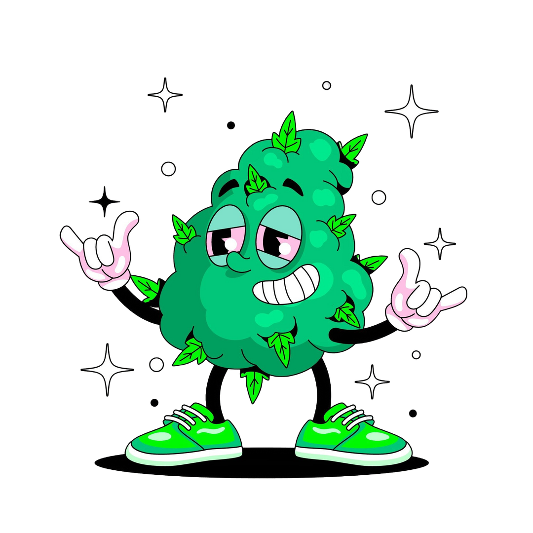 Hand drawn weed cartoon illustration