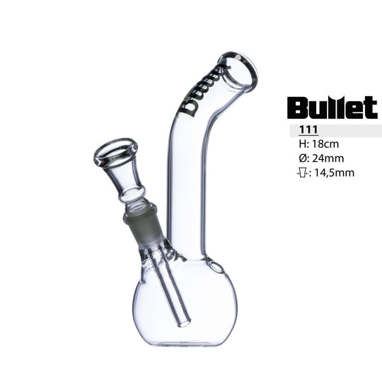 Bullet Glass Bong met gebogen mondstuk H: 18cm