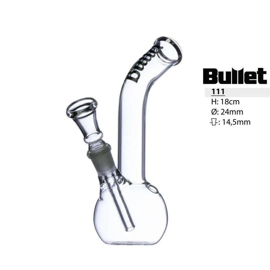 Bullet Glass Bong mit gebogenem Mundstück H: 18cm-HHCFriends