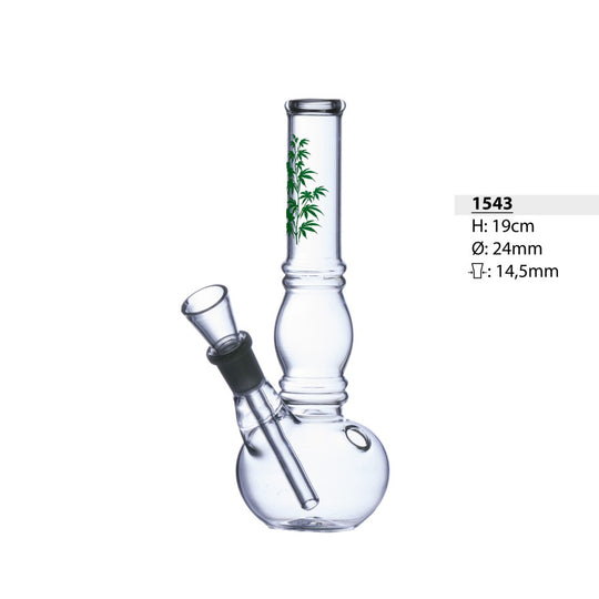 Kogelvormige glazen bong met buik 19cm