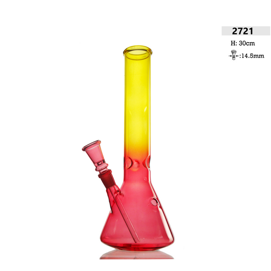 Glazen Bong H: 30cm Rood/Geel