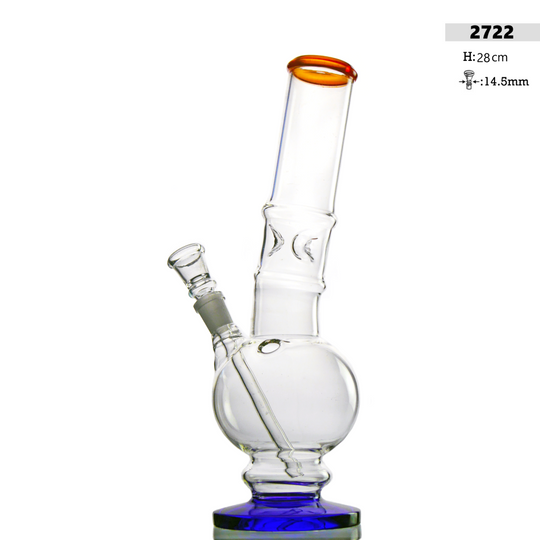 Glazen Bong H: 28cm Blauw/Oranje met ijs