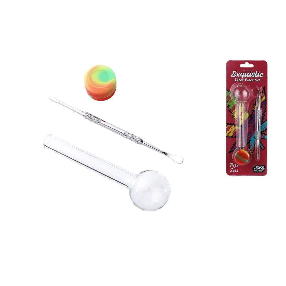 Set – Glass Oil Pfeife + Dabber + Silikon-Dose-HHCFriends
