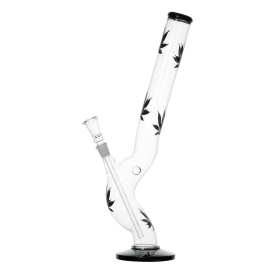 Glass bong S-shape Black Leafs 42cm