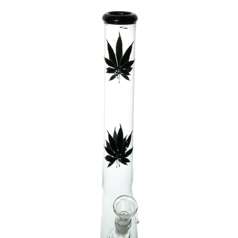 Glass bong S-shape Black Leafs 42cm