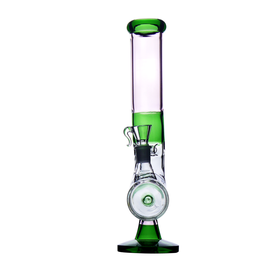 Glass bong green/pink with base 35cm