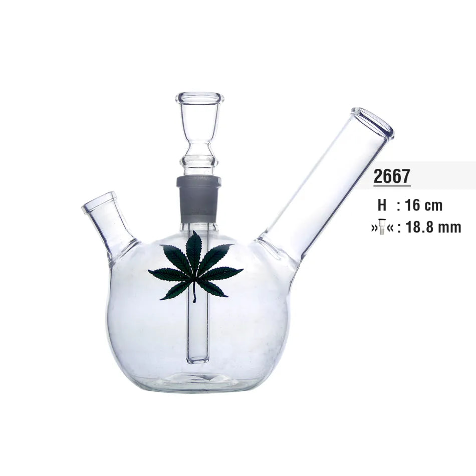 Glas Kugelbong mit lang Kickloch 16cm-HHCFriends