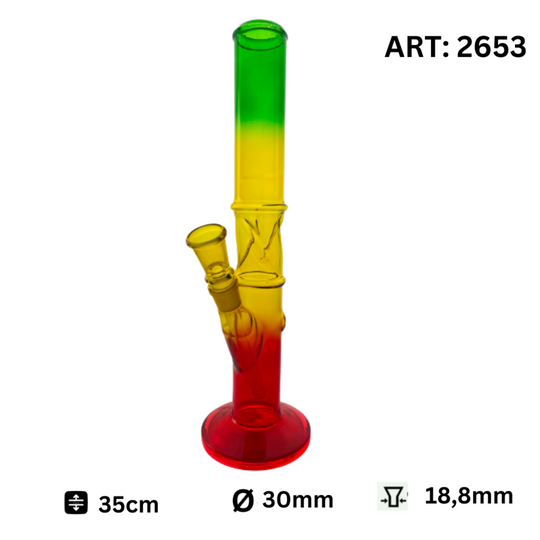 Glazen waterpijp Rasta 35cm