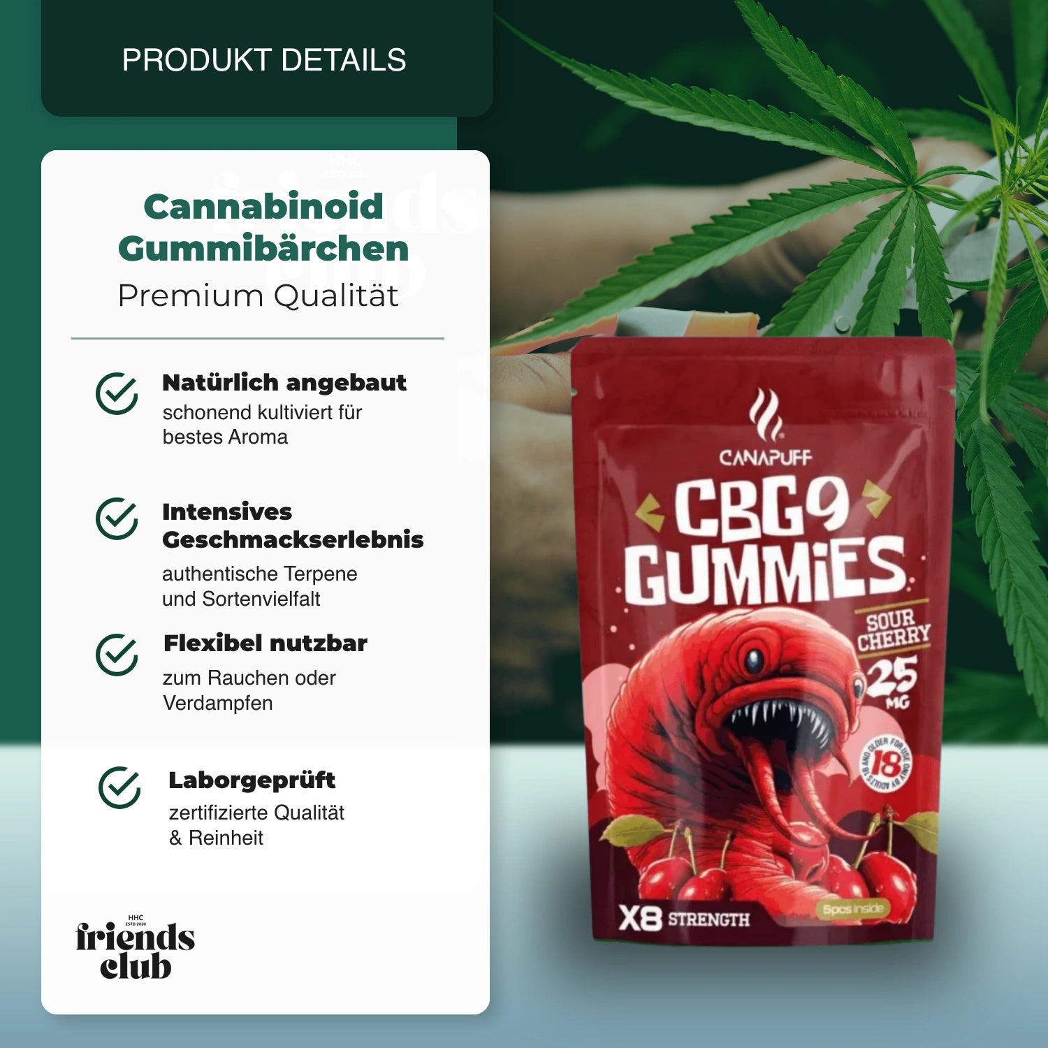 CBG9 Aroma Gummies Sour Cherry 5Stück-HHCFriends