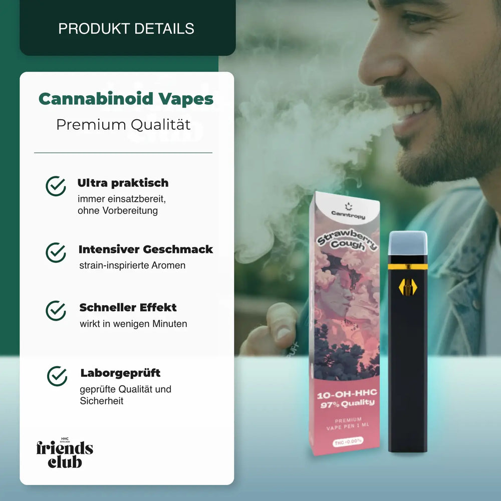 10 OH Vape Strawberry Cough 97% 1ml - hhcfriends