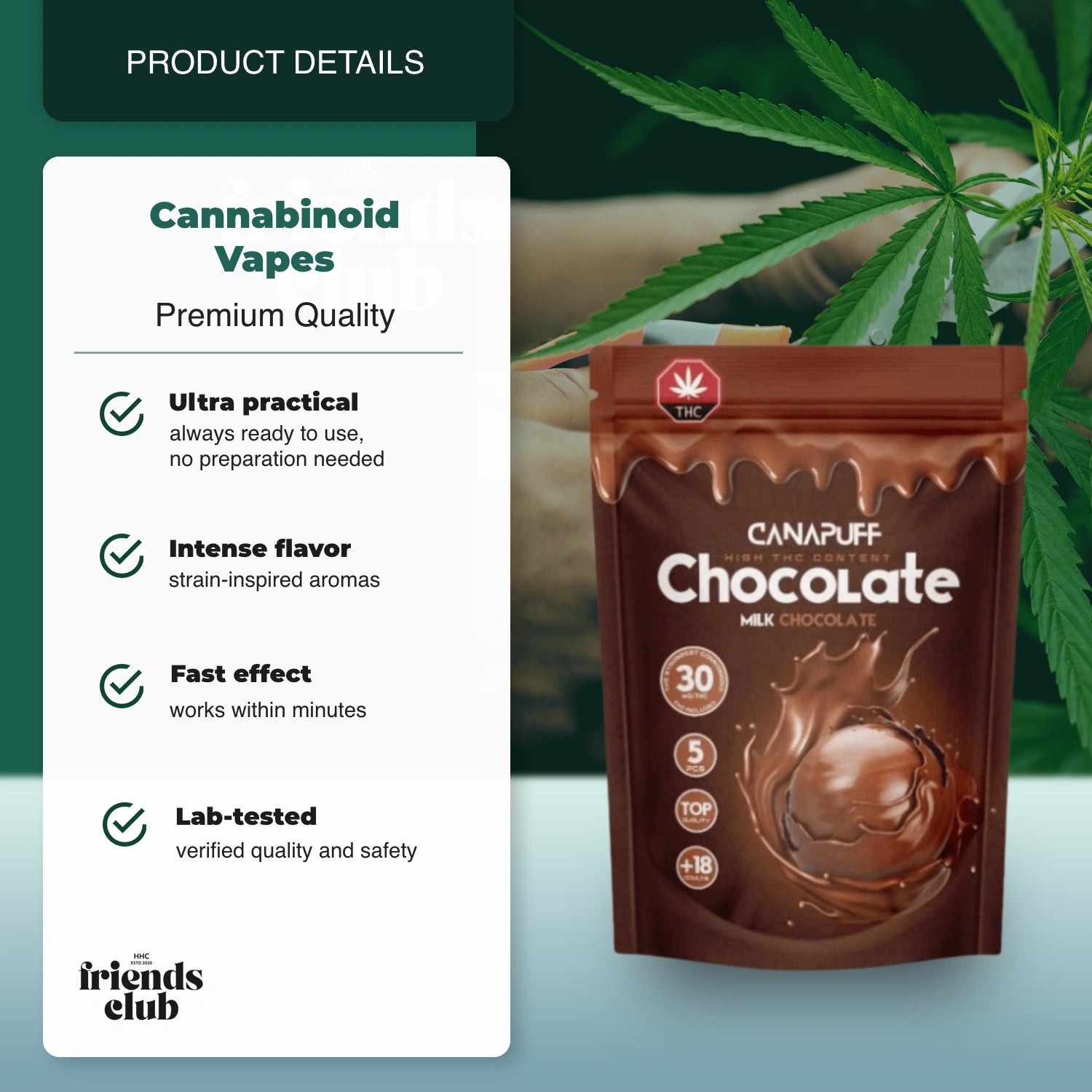 THC Schokolade Vollmilch 20g HHCFriends