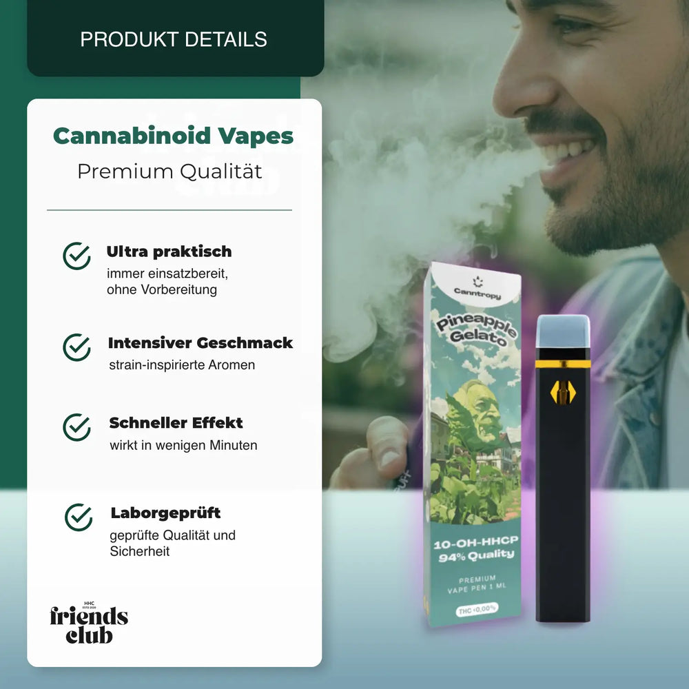 10-OH-P Vape Pen Pineapple Gelato 94% 1ml - hhcfriends