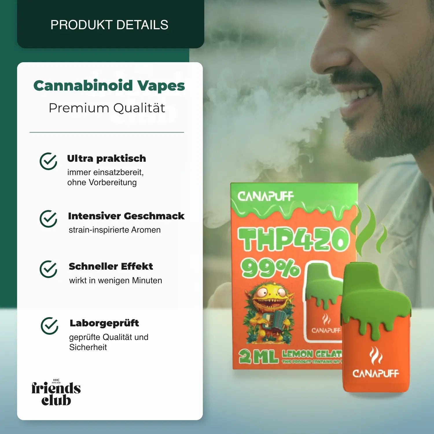 THP420 Vape - Lemon Gelato 99% 2ml - hhcfriends