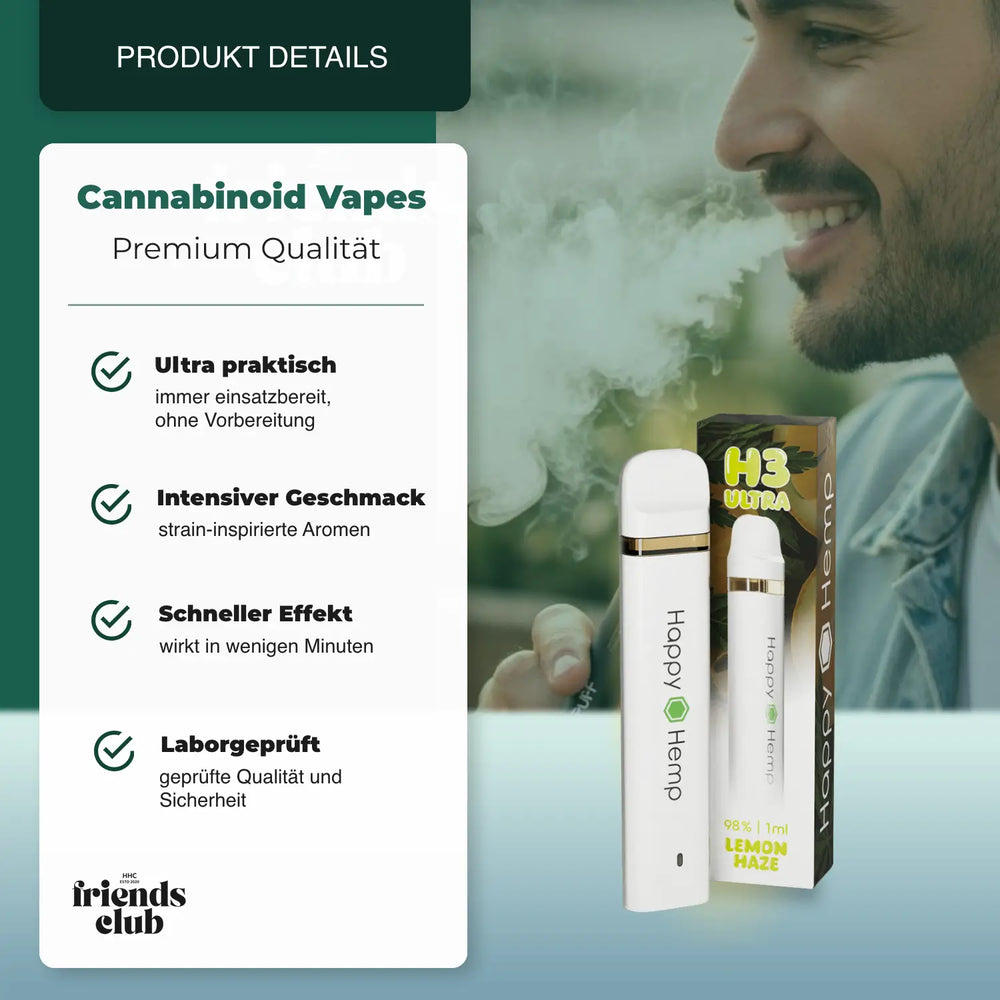 Happy Hemp H3 Ulta Super Lemon Haze 1ml Vape - hhcfriends