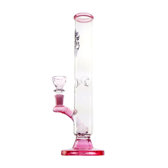 Glazen Bong Mond Roze Chillum en Diffuser H: 30 cm