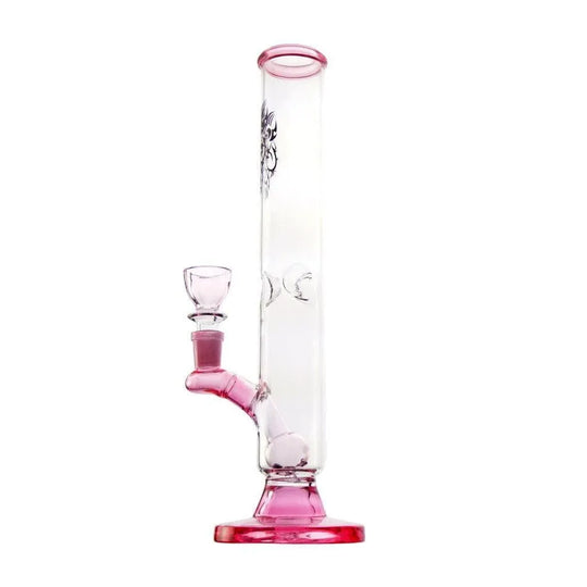 Glasbong-Mund Rosa Chillum und Diffusor H: 30 cm-HHCFriends