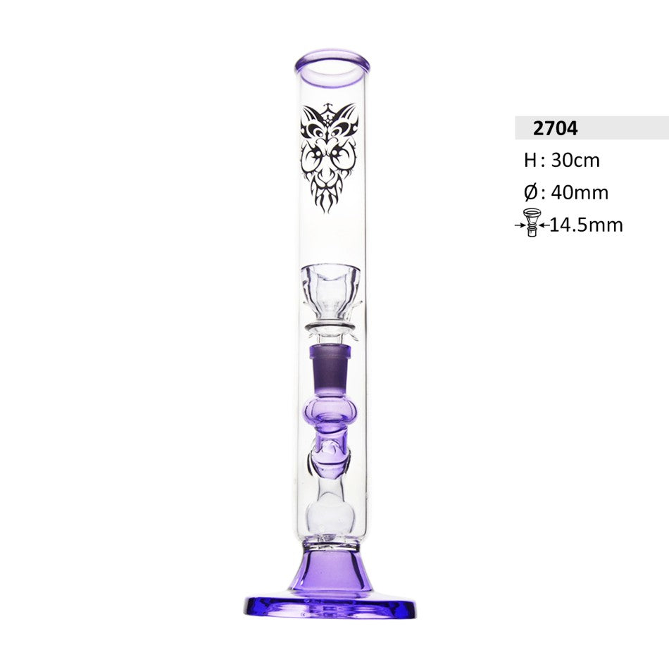 Glazen Bong Mond Paarse Chillum en Diffuser H: 30 cm