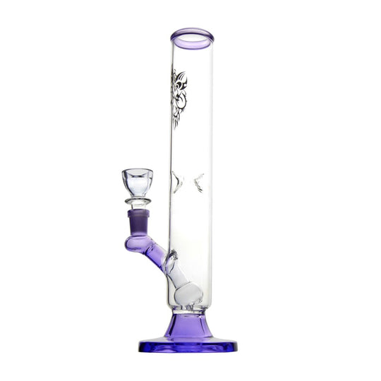 Glazen Bong Mond Paarse Chillum en Diffuser H: 30 cm