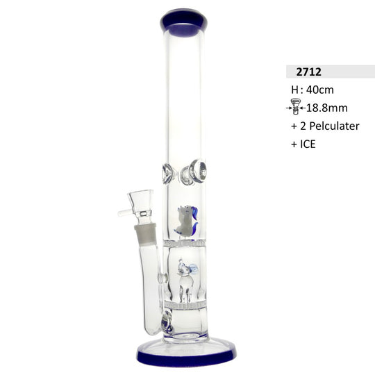 Heavy glass bong elephant & bear with ice 40cm