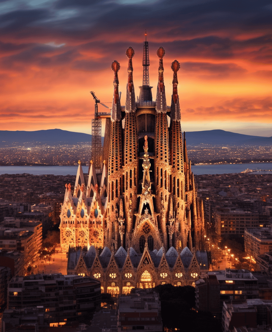 Die Sagrada in Barcelona bei Sonnenuntergang