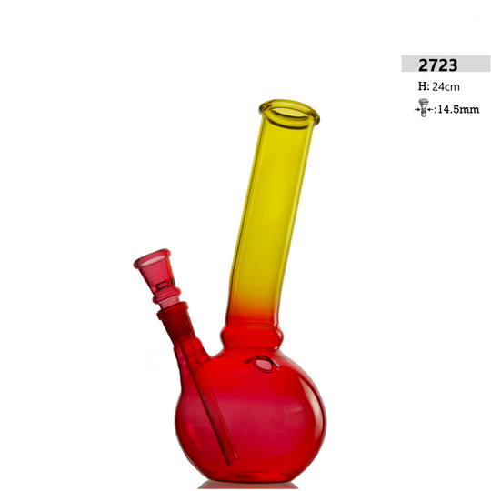 Glazen Bong H: 24cm Rood/Geel Kleur met IJs