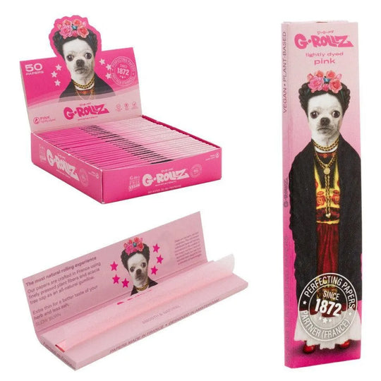 G-Rollz Pets Rock 'Mexico' - Lightly Dyed Pink - 50 King Size Slim Papers-HHCFriends