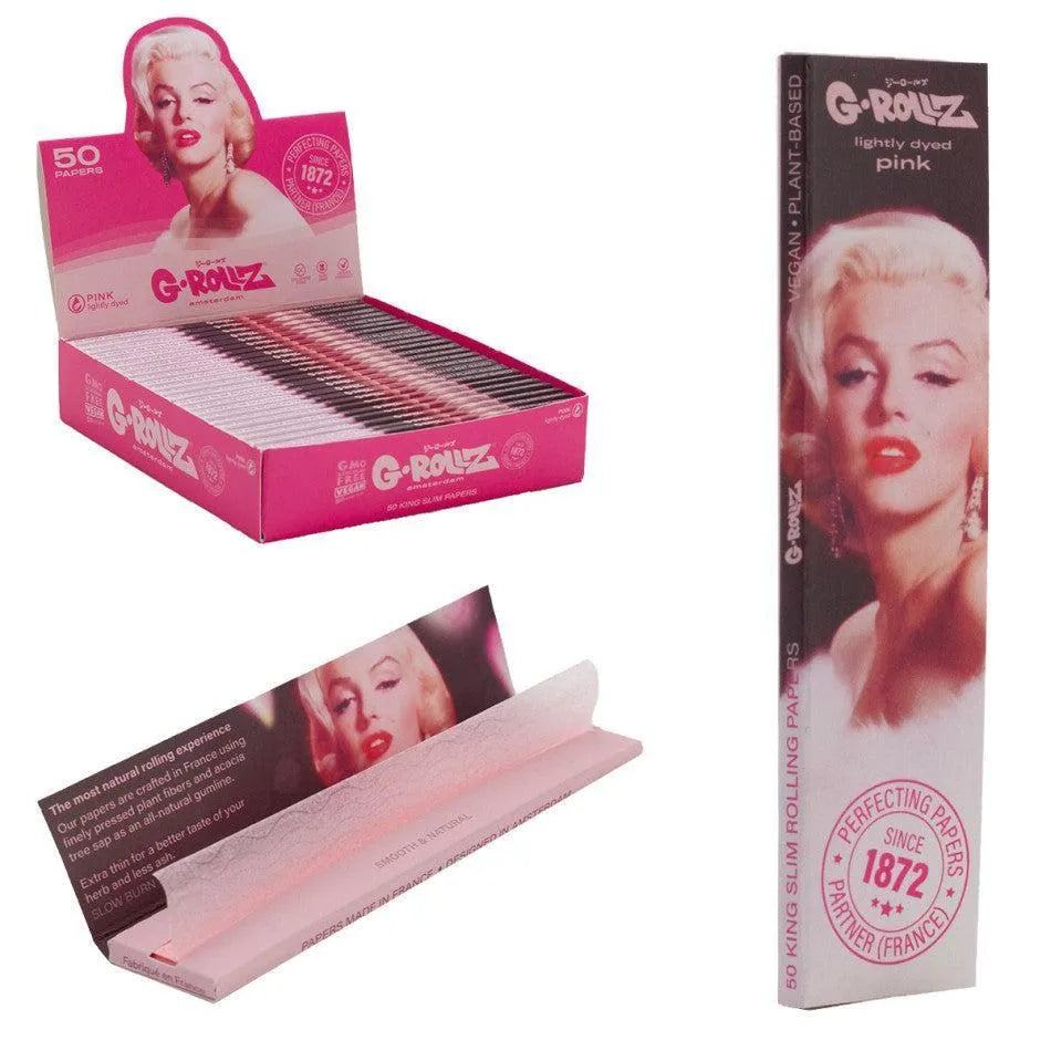 G-Rollz 'Fabulous Face' Pink - 50 King Size Slim Papers-HHCFriends