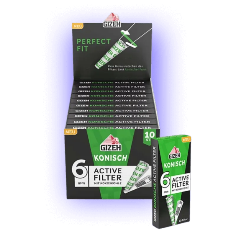 GIZEH Active Filter Aktivkohlefilter konisch 10 Stück-HHCFriends