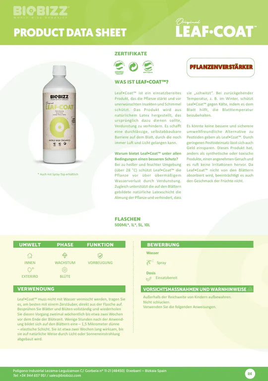 Bio Bizz Leaf-Coat Plant Glossing-Smagro GmbH