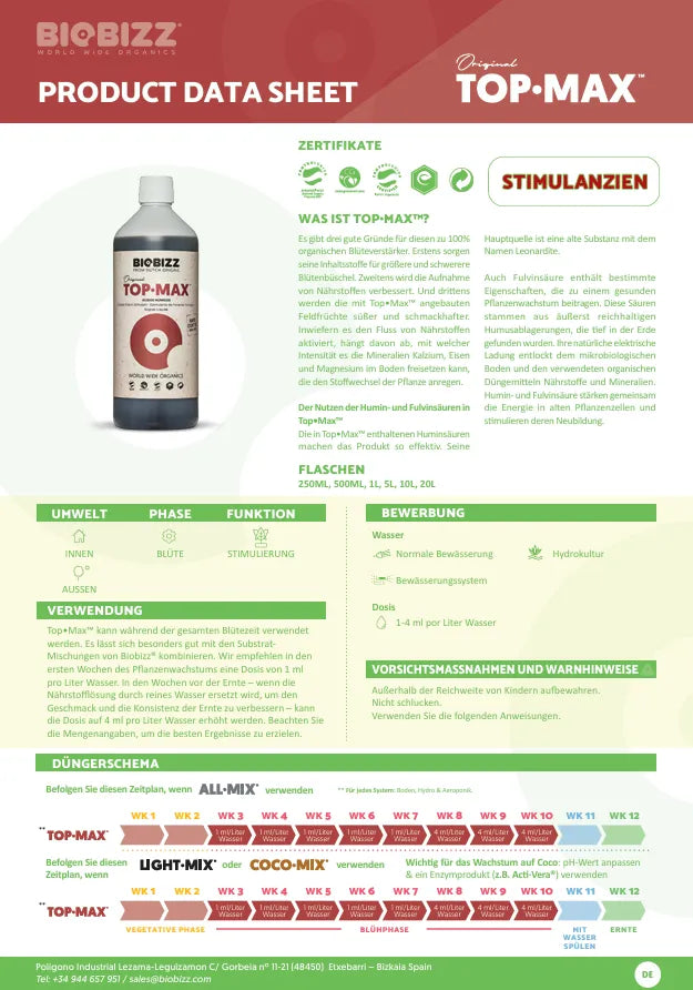 Bio Bizz Top-Max Bloom Stimulant-Smagro GmbH