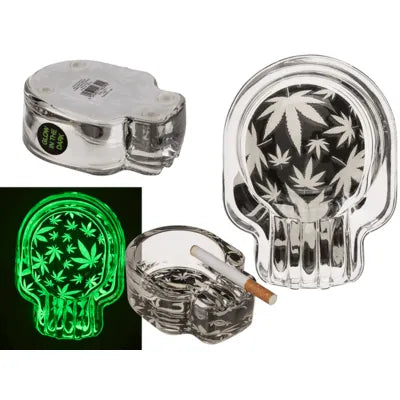 Aschenbecher Totenkopf Cannabis Glow in the Dark-HHCFriends