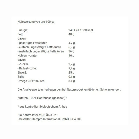 Bio Hanfsamen geschält 200g